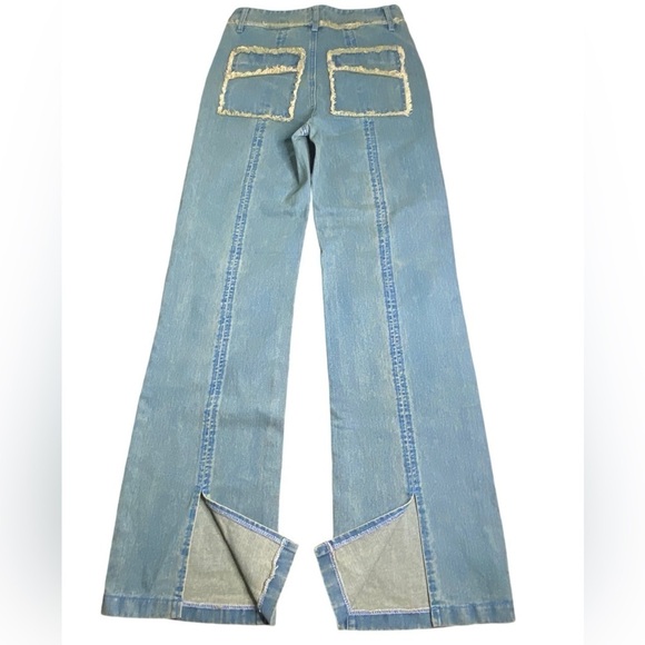 PrettyLittleThing Tall Distressed Detail High Waist Wide Leg Jeans Women’s Size4 - Picture 4 of 13